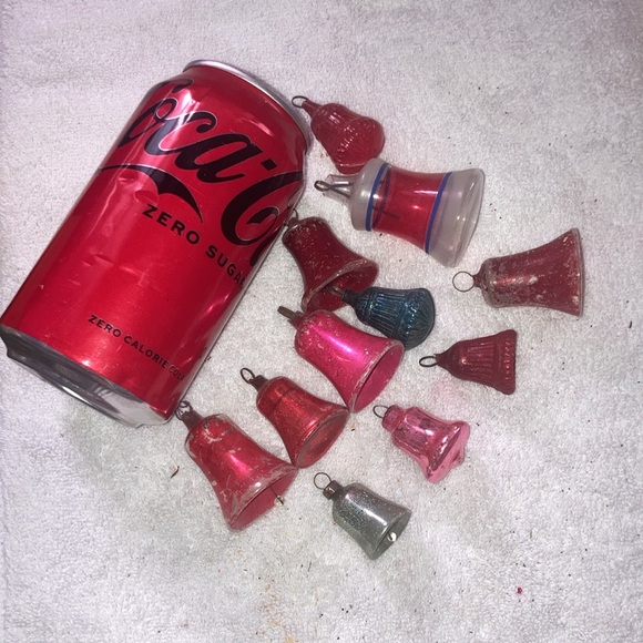 Vintage Antique mercury glass feather tree ornaments bells unique 30/40s - Picture 6 of 11